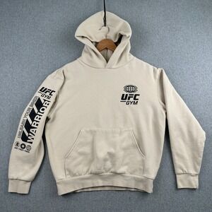 UFC Gym Hoodie Mens Small Tan Unleash Your Inner Warrior Graphic Sweatshirt